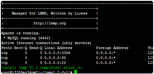 LNMP或LAMP显示安装成功